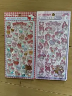 ハローキティ・マイメロディ ボンボンドロップシール2シートセット