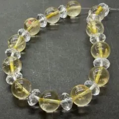 天然石　イエロークォーツ　9mm　水晶　カット　7mm　24玉　NO.2304