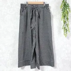 〈ザラ〉ワイドパンツ/ギンガムチェック/M/黒/ウエストゴム