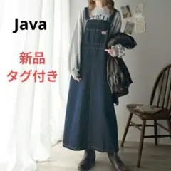 新品♡Java 綿100%ペインターロングデニムジャンパースカートサロペット　L
