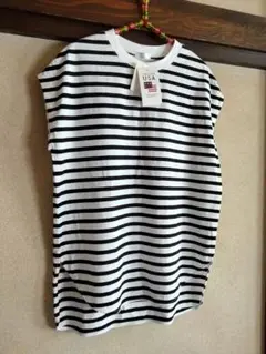 【新品未使用】DRESKIP ボーダー フレンチスリーブTシャツカットソー Lのサムネイル