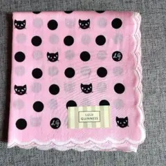 LULU GUINNESS ハンカチ 猫 ドット ピンクのサムネイル