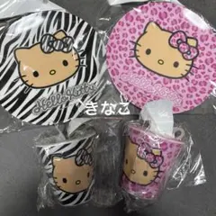 新品♡日焼けキティ　ゼブラ　ヒョウ柄　ピンク　メラミンプレート　カップ　ギャル