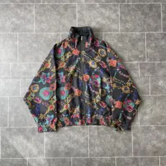 90's シルクジャケッット スタンドカラー ブラック ヴィンテージ古着 M