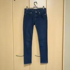 濃紺 スキニーデニム パンツ スリム ジーパン ダークブルー ローウエスト M