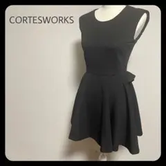 【美品】CORTES WORKS ノースリーブ ペプラム ミニワンピース