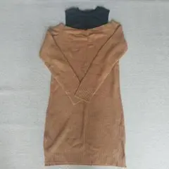 ブラウンオフショルダーニットワンピース