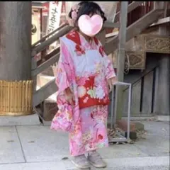 七五三 着物 5歳 被布セット レトロ ピンク花柄 - メルカリ