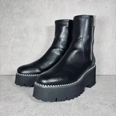 【極美品】EVOL イーボル 厚底 ブーツ 黒 サイドジップ 23～23.5cm