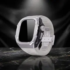 49mm アップルウォッチ ultra シルバー クロームステンレスケースベルト