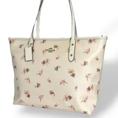 coach コーチ　トートバッグ　ショルダー　A4 肩掛け　花柄　レザー