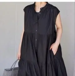 【B.C.STOCK】ティアギャザー　ボイルノースリーブワンピース