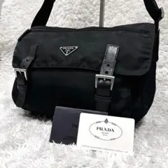 美品 Gカード付 プラダ 三角ロゴ ナイロン ブラック ショルダーバッグ 人気