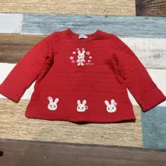 値下げ！ミキハウス 赤 ウサギ刺繍 長袖カットソー 100