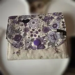 ソフトティッシュケース ハンドメイド パープル ドット チェック