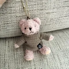 千鳥格子柄パーカー クマ ぬいぐるみ キーホルダー