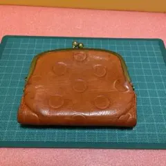 茶色 レザー ドット模様 コインケース