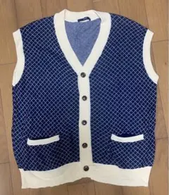 CPCM 綿麻チェック柄カーデベスト