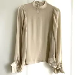 mily bilet ピンクベージュ ストライプ 長袖ブラウス M