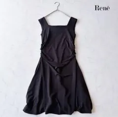 美品 René ルネ ドレープ ワンピース 伸縮素材 ノースリーブ ひざ丈のサムネイル
