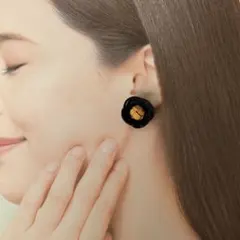 水引　黒花ピアス