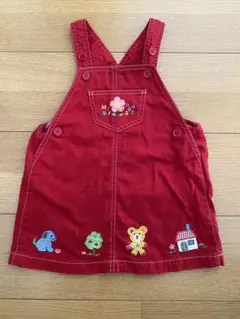 ミキハウス　赤色 ジャンバースカート 90