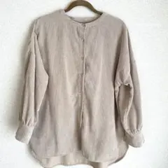 タイムセール　コーデュロイベージュ シャツ Mサイズ　オーバーサイズ