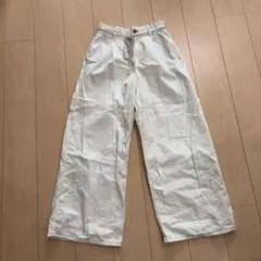 GU ホワイト 夏　コットン ワイドパンツ　XL