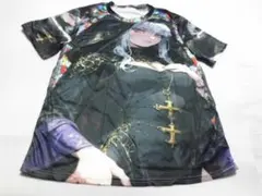 ゲーム　ステンドグラス　十字架　シスター　ブラック　メンズ　Tシャツ　Ⅿサイズ