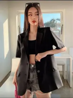 【限定価格‼️】半袖ジャケット ブラック レディース