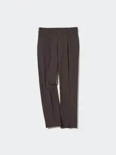 【裾上済】ユニクロ　タックテーパードパンツ　ダークブラウン　Sサイズ