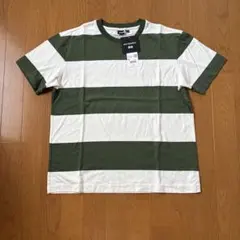 ユニクロ　マリメッコ　グラフィックTシャツ　ボーダー　オリーブ　未使用タグ付き