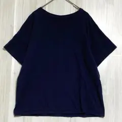 GU ジーユー　コットン ラウンドネックカットソー　薄手　ネイビー　M