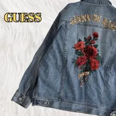 希少✨美品✨GUESS ゲス 薔薇刺繍 スパンコール デニムジャケット M 