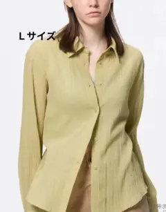 美品☆Ｌサイズ　GUテクスチャーシアーシャツ 長袖