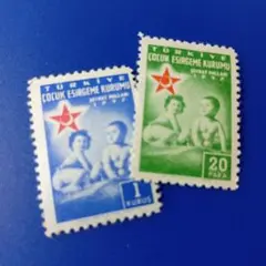 9410 外国切手 トルコ 1957年 児童福祉 慈善 赤十字 2種