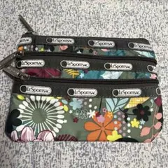 LeSportsac レスポートサック ポーチ 3ZIP 花柄　フラワー