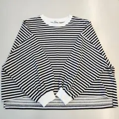 WEGO 黒✕白 ストライプ クロップドトレーナー
