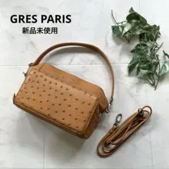 新品未使用　GRES PARIS お財布機能付　オーストリッチ　ショルダーバッグのサムネイル