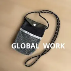GLOBAL WORK グローバルワーク　ミニサコッシュ　メッシュ　カーキのサムネイル