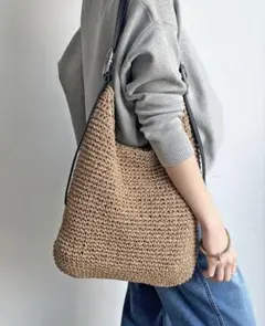 フリーハンドルクロッシュトート　クロッシェ編み　トートバッグのサムネイル