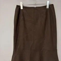 ナチュラルビューティーベーシック　マーメイドロングスカート(M)ブラウン無地大人