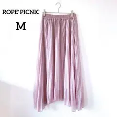 ☆ロペピクニック　ロングプリーツスカート　ウエストゴム　光沢感　М　ピンク439