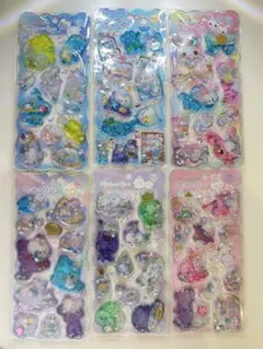 ウォーターインシール　グリッターシール 透明シール6枚セット