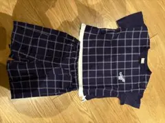 petit main 恐竜ワッペン チェック柄セットアップ 90cm