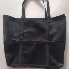 【新品未使用】大容量メッシュトートバッグ 黒 撥水ポケット付き