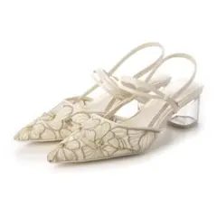 RANDA フラワー刺繍バックストラップパンプス　ランダ