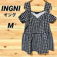 【イング】ブラウス（M）レディース　トップス　オフショルダー　チェック　可愛い