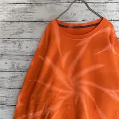 古着 フルーツオブザルーム スウェット ブリーチ タイダイ 蛍光オレンジ L