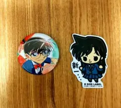 名探偵コナン　コナン　蘭　缶バッチ　シール